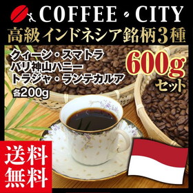 焙煎コーヒー豆インドネシア銘柄3点セット