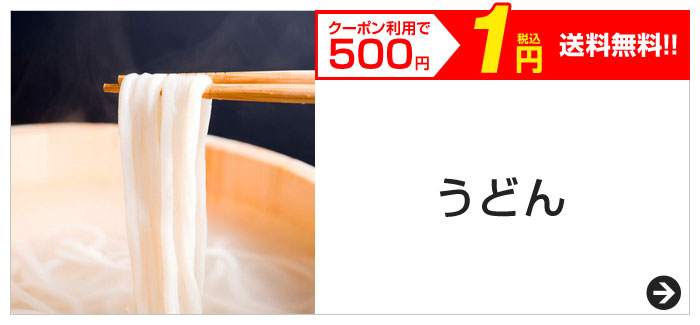 クーポン利用で500円　税込1円　送料無料!!　うどん