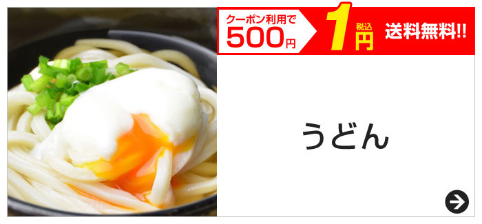 クーポン利用で500円　税込1円　送料無料!!　うどん