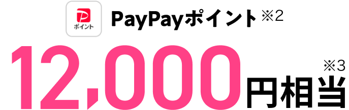 PayPayポイント（※2）12,000円相当（※3）