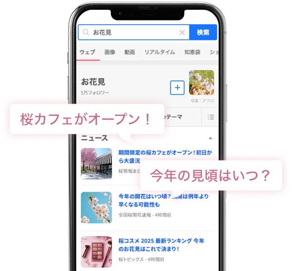 お花見フォロータブの表示イメージ