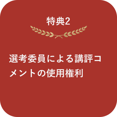 特典2 選考委員による講評コメントの【使用権利】