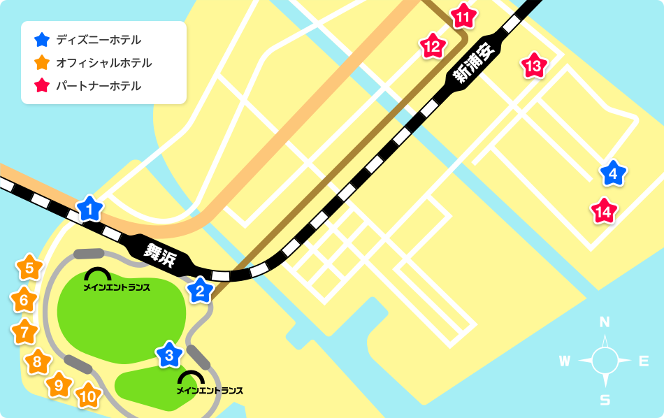 東京ディズニーリゾート（R）周辺ホテルを地図から探す