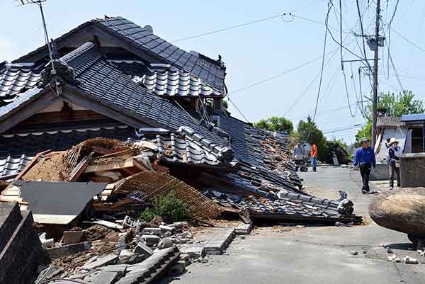 熊本地震：益城町で大きな被害