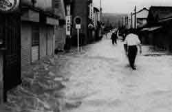 土岐市内の浸水状況：【被害概要】水害区域面積：229ha（愛知県）、345h（岐阜県）被災家屋：832棟（愛知県）、1,515棟（岐阜県）