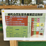 画像：綾町自然生態系農業認定制度について書かれた看板