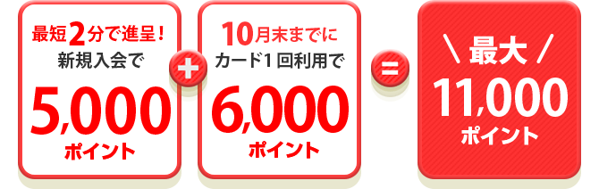 5,000ポイント+6,000ポイント＝最大11,000ポイント