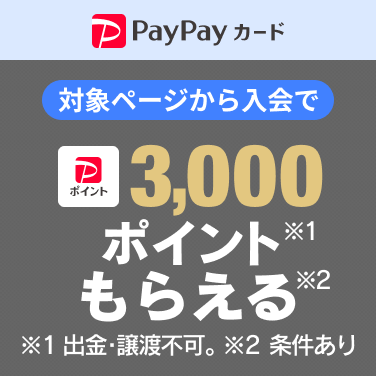 PayPayカード入会で3,000円相当のPayPayポイントもらえる