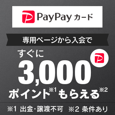 PayPayカード新規入会ですぐに3,000ポイントもらえる