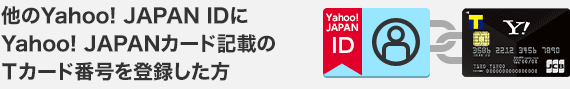 他のYahoo! JAPAN IDに
Yahoo!JAPANカード記載のTカード番号を登録した方