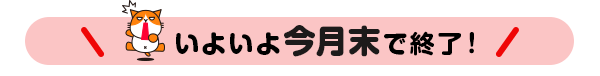 いよいよ今月末で終了！