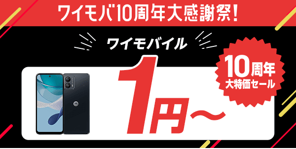 ワイモバ10周年大感謝祭！　ワイモバイル 機種代金一括払い1円から（10周年大特価セール）