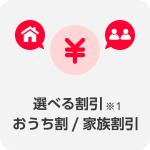 選べる割引 ※1 おうち割/家族割引