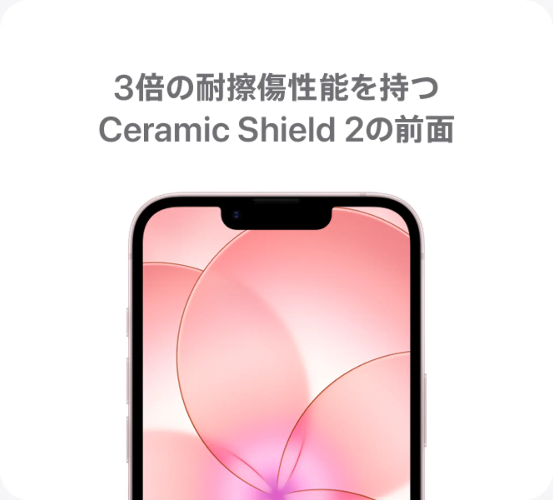 3倍の耐擦傷性能を持つCeramic Shield 2の前面