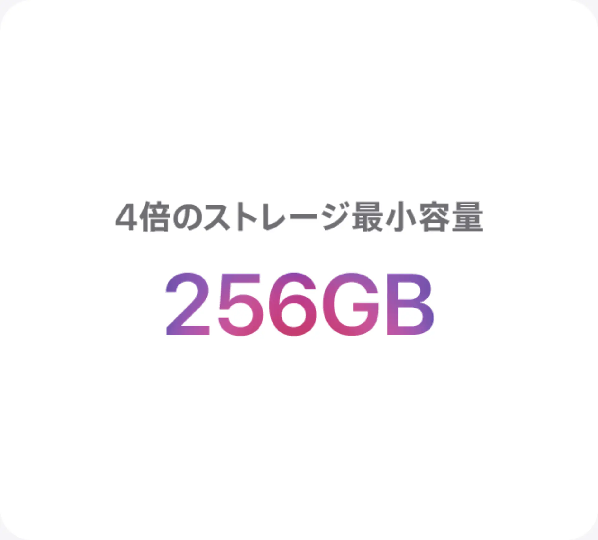 4倍のストレージ最小容量256GB